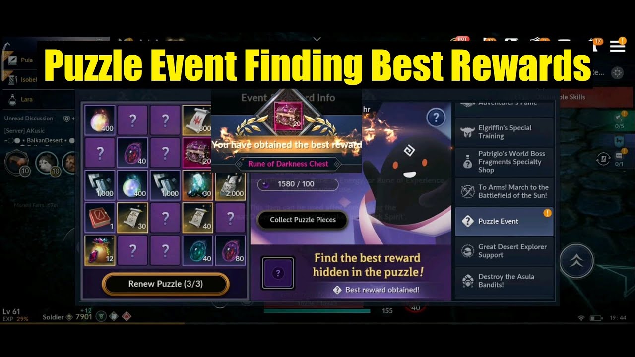 Black Desert Mobile Puzzle Event - Best Rewards!?