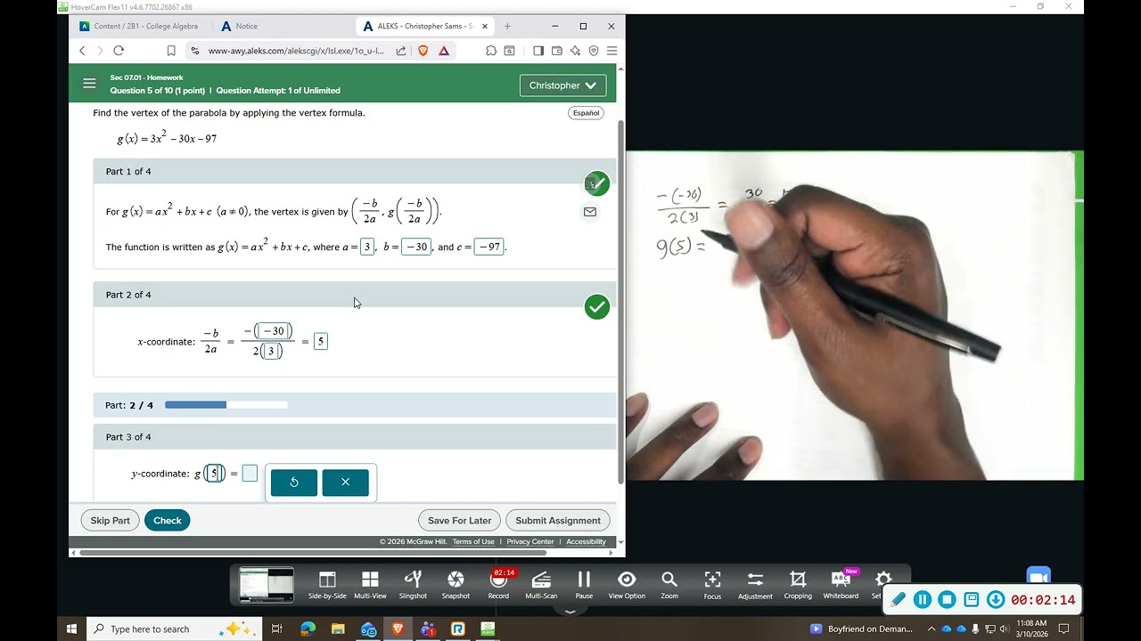 LIT Aleks CA 7 1 Quadratic Functions 5