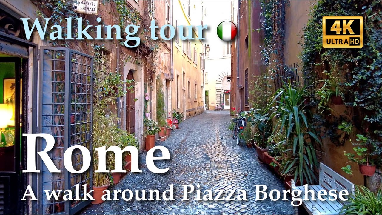 Rome | A walk around Piazza Borghese, Italy【Walking Tour】With Captions - 4K