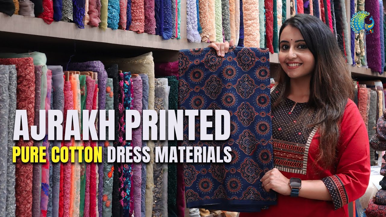 Ajrakh Printed Pure Cotton Dress Materials | Mahalekshmi Silks