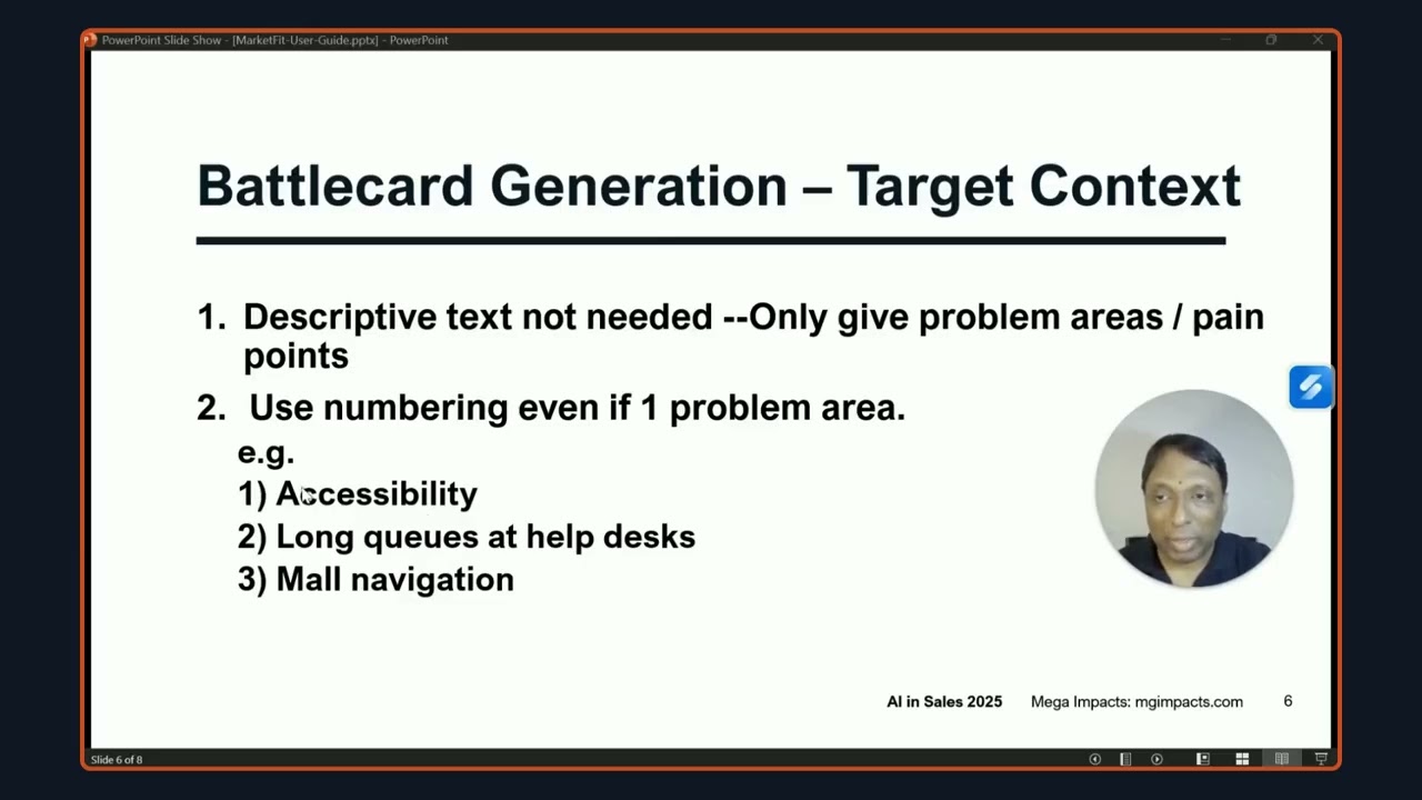 User guide on entering target context for MarketFit