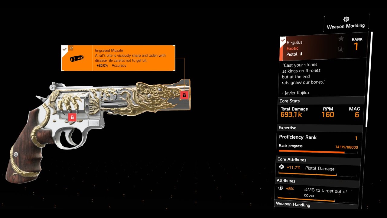 Kajika&rsquo;s regicidal Regulus Exotic Revolver | Division 2