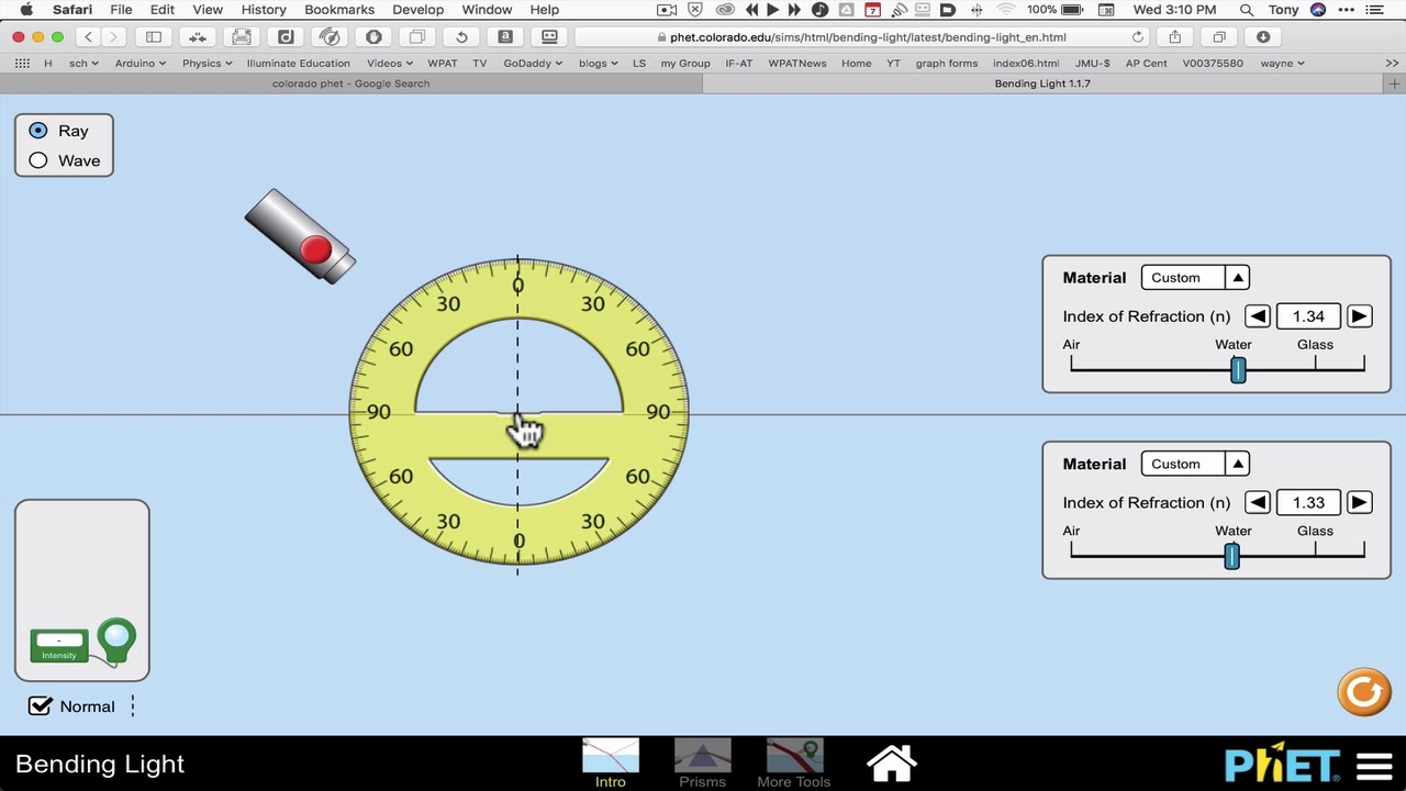Bending Light PhET Tools explained