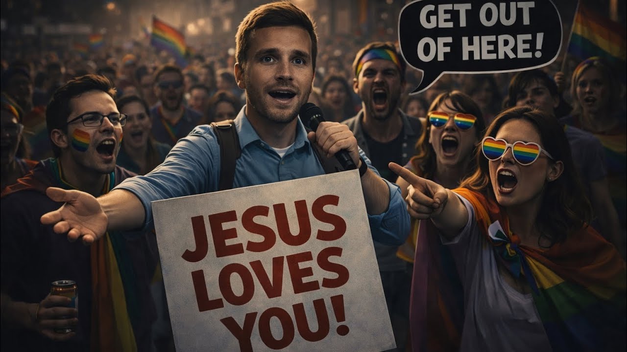 Street Preacher Shares the Gospel at Pride Event Christian Reaction