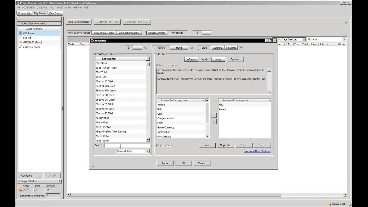 How to make a stat in Pokertracker 4 only visible after a certain number of hands.
