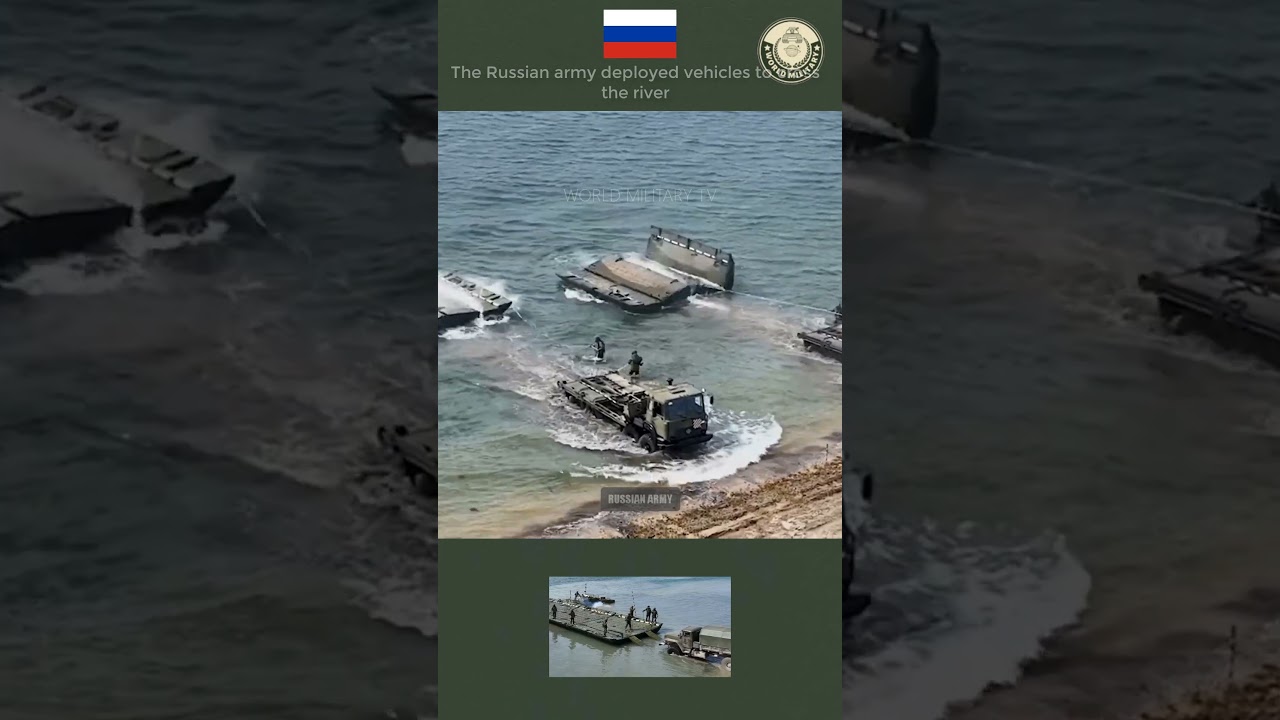 The Russian army deployed vehicles to cross the river #army #military