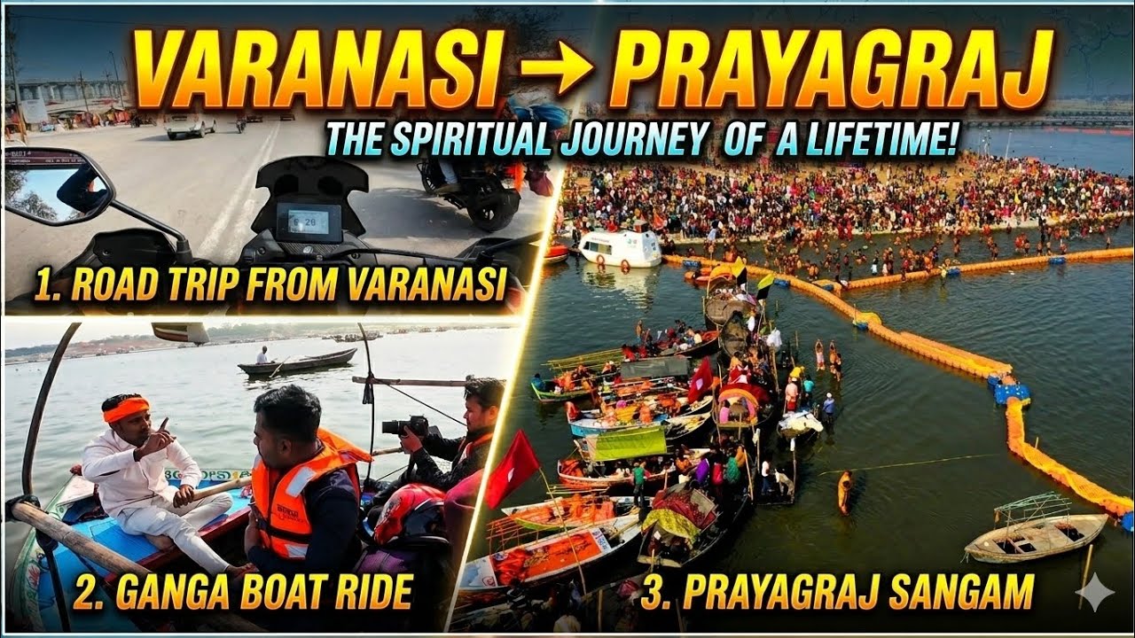 Varanasi to Prayagraj by Bike || প্রয়াগরাজ ত্রিবেণী সঙ্গমে বোট রাইড || Episode 2