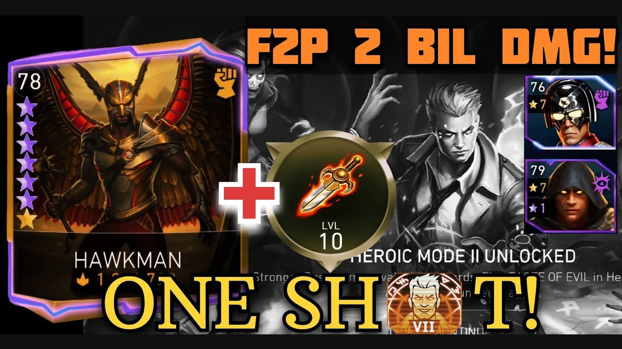 HAWKMAN Does F2P ONE SHOT!🔥 (NO RAVEN) H7 Taste Of Evil Solo Raid in Injustice 2 Mobile Gameplay