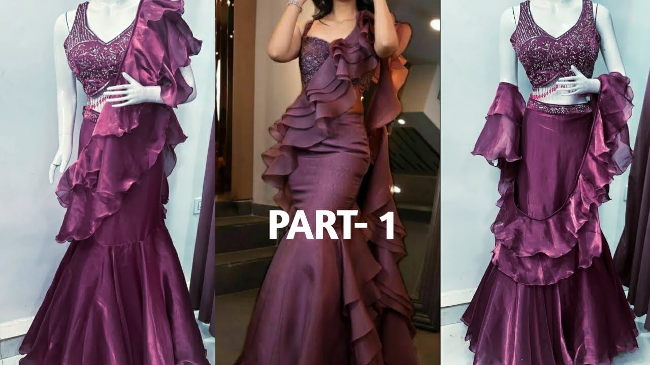 Mermaid skirt cutting and stitching/Fish  cut skirt/ mermaid ruffle saree/fish cut lehenga design
