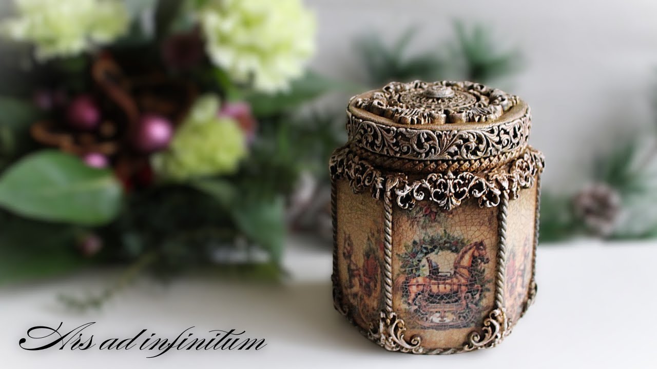 Decoupage on glass. Retro-style jar.  / Decoupage na szkle. Słoik w stylu retro. Tutorial.