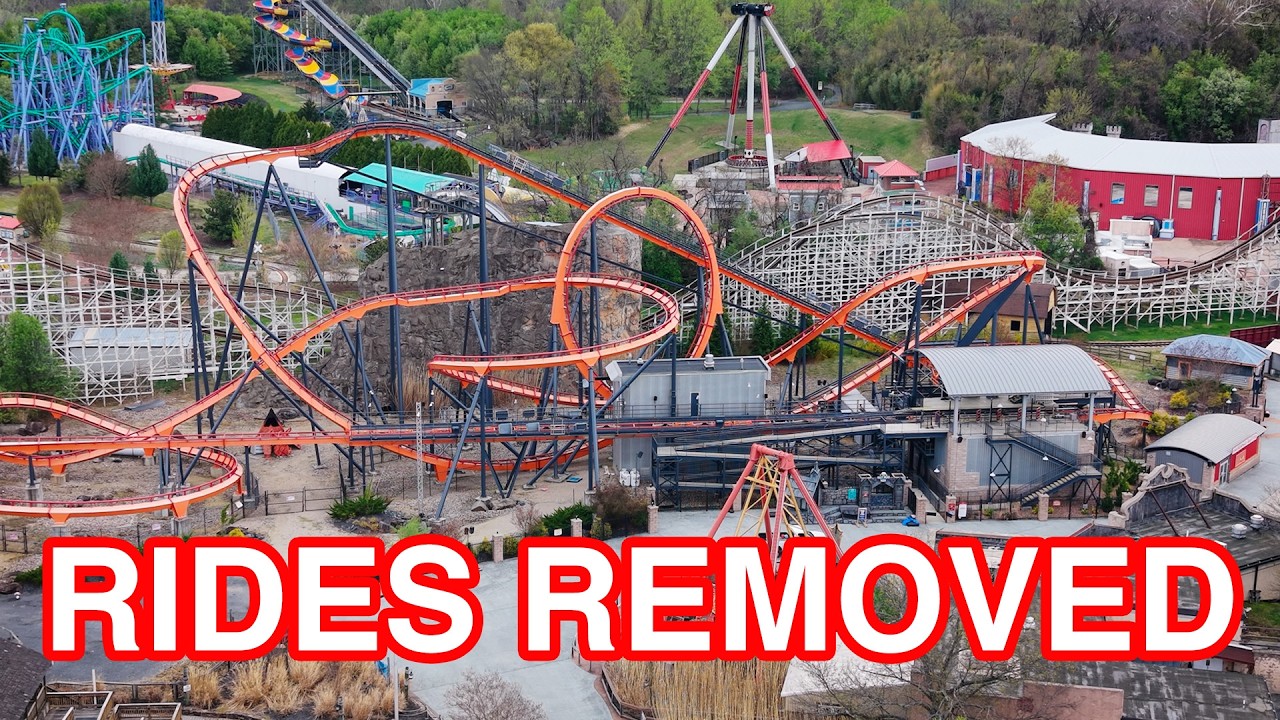 UPDATE Six Flags America Drone Footage April 2026 - Rides Removed