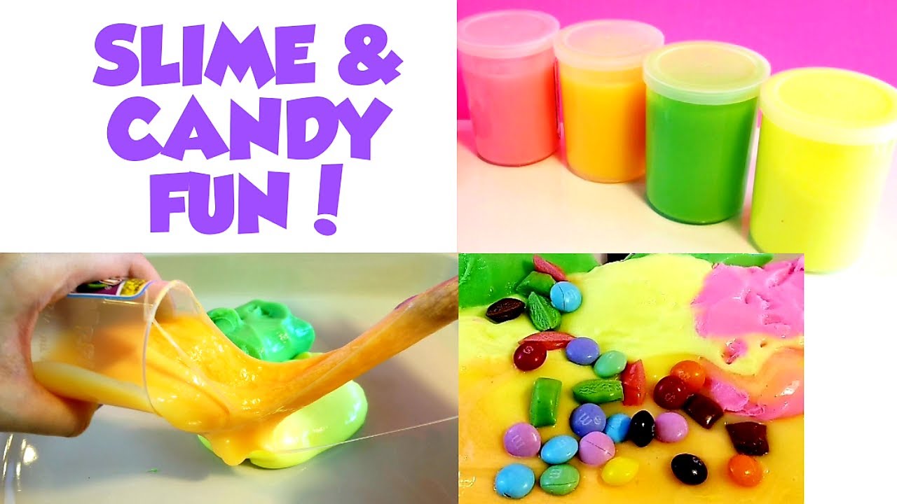 Mixing candy into slime!