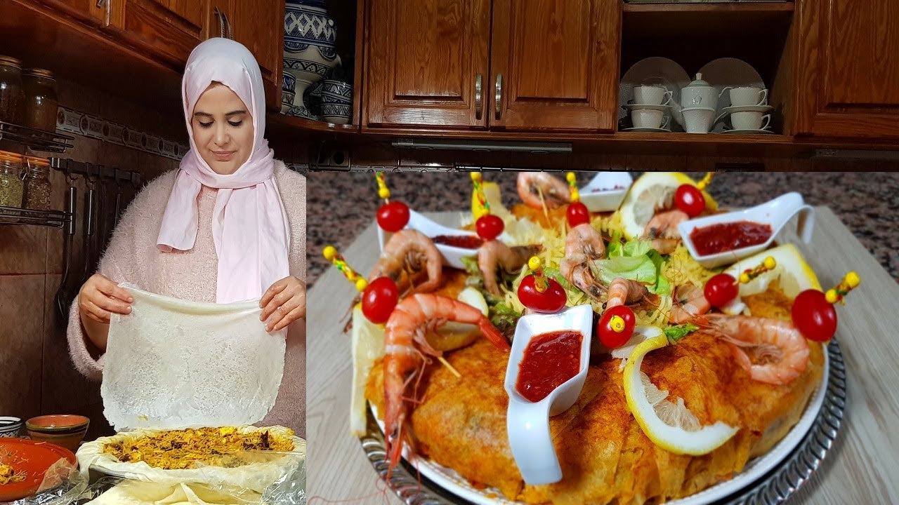 بسطيلة مالحة بالدجاج والحوت اللي ذاقها عندي مايخرج حتى يطلب المقادير تحلفي عليها ديال الحوت
