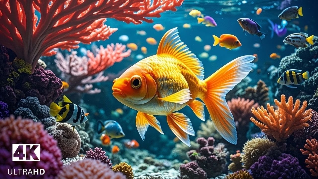 Underwater World in 4K | Relaxing Calming Music & Sea Animals for Mindfulness, Focus, Spa