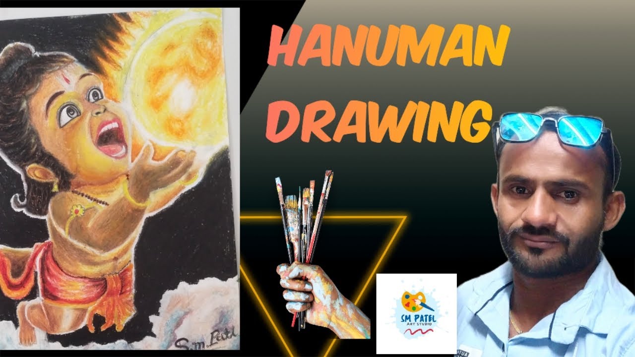 Bal Hanuman drawing, Hanuman Ji drawing, oil pastel drawing 💫