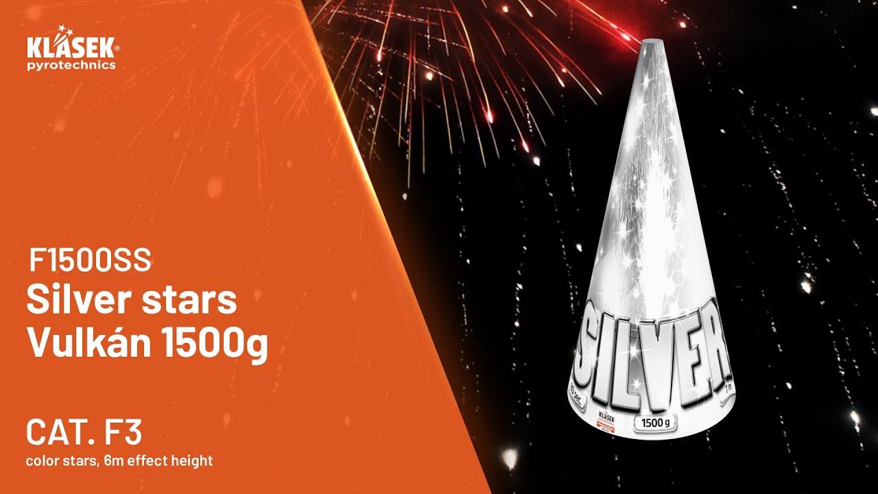 F1500SS Silver stars Vulkán 1500g | Klasek pyrotechnics