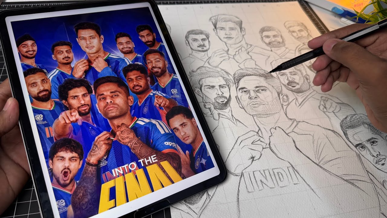 Draw With Me - Team India Drawing,  Indian Cricket Team Drawing,  T20 World Cup 2026 🇮🇳