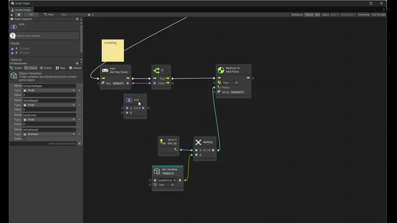 Unity 6.3 Visual Scripting 2D Platformer 02 - Jumping