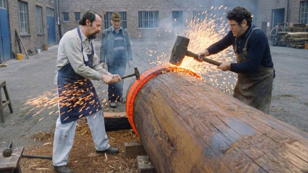 Setting the Massive Oak Base of a Water-Powered Hammer (1984)
