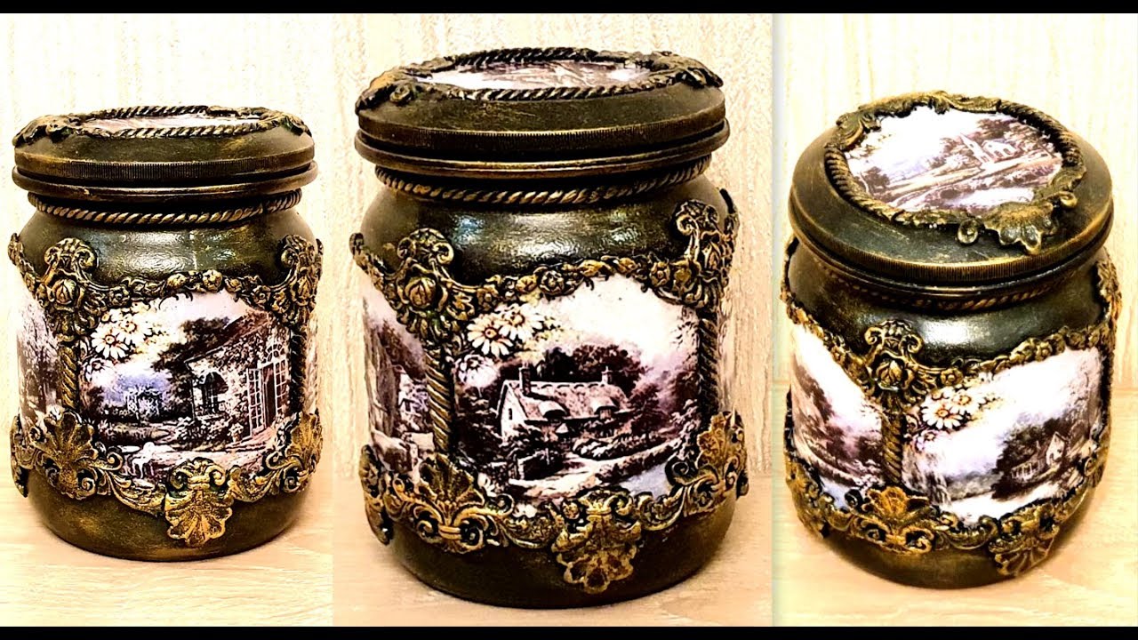 DIY/ Amazing glass jar decoration / Decoupage on glas /Home decor