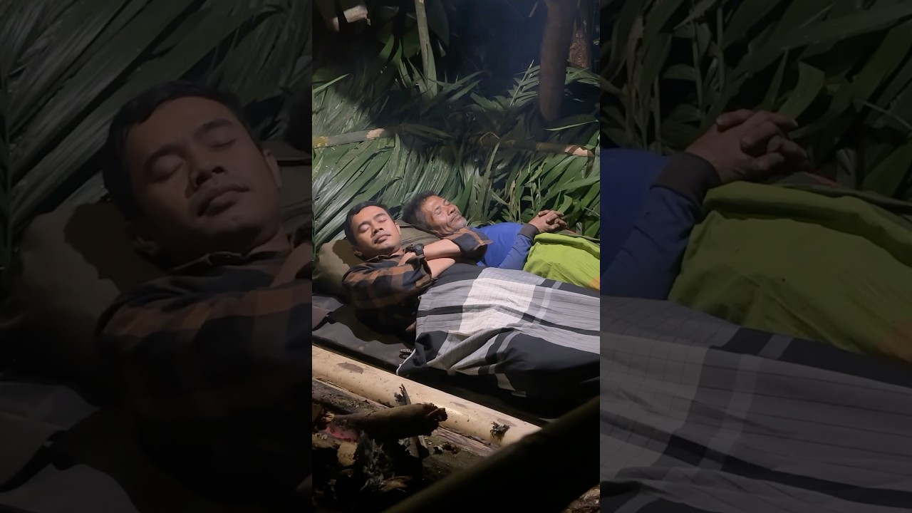 SLEEPING UNDER HEAVY RAIN IN BIVOUAC SHELTER 