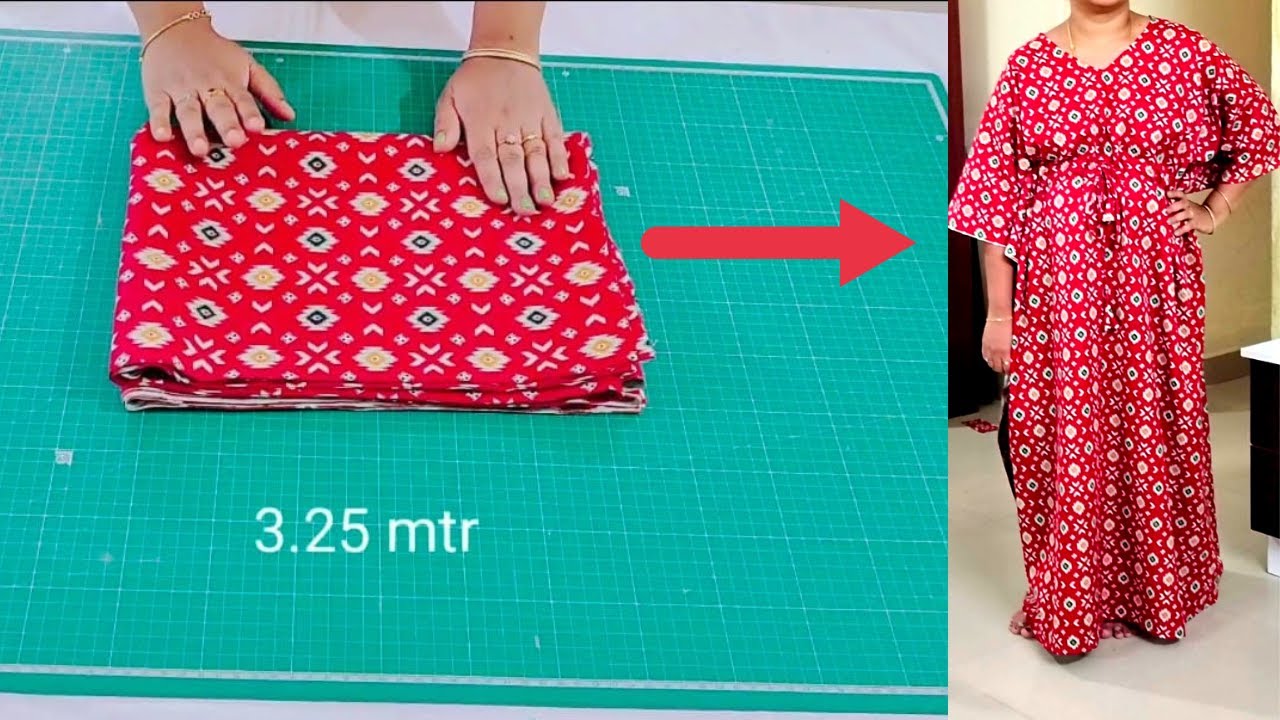 kaftan nighty cutting and stitching in Tamil /step by step method for beginners/stylish nighty