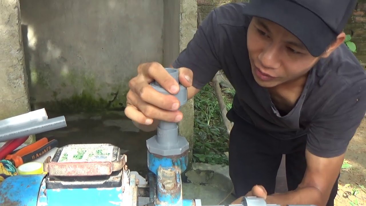 Chia Sẻ Cách Lắp Máy Bơm Cá Sấu 750 - Lắp Hai Đường Nước Ra - Với Bộ Van Chõ Hút Sâu Giếng Khơi