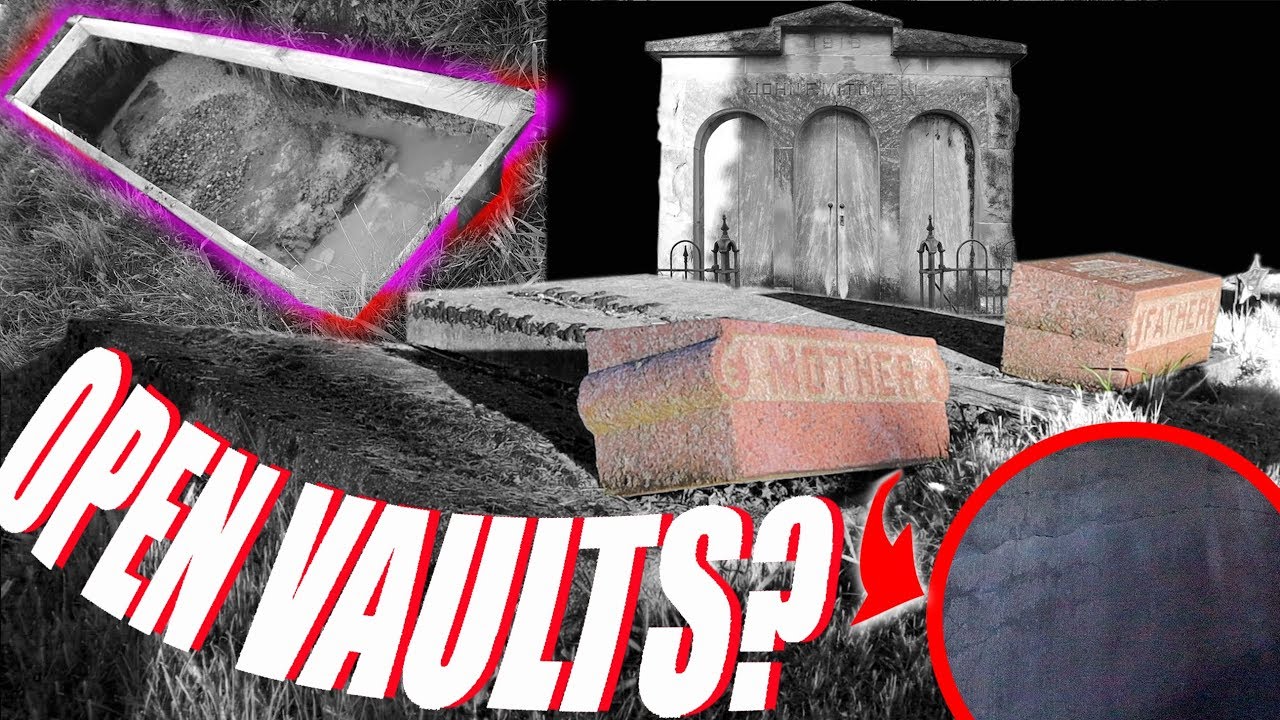 Old 1800s Graveyard with Damaged and Open Vaults