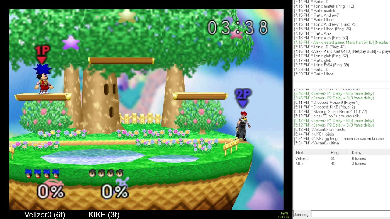 Smash 64 Remix RMG-Kaillera Netplay - Velizer0 vs KIKE y Foquito