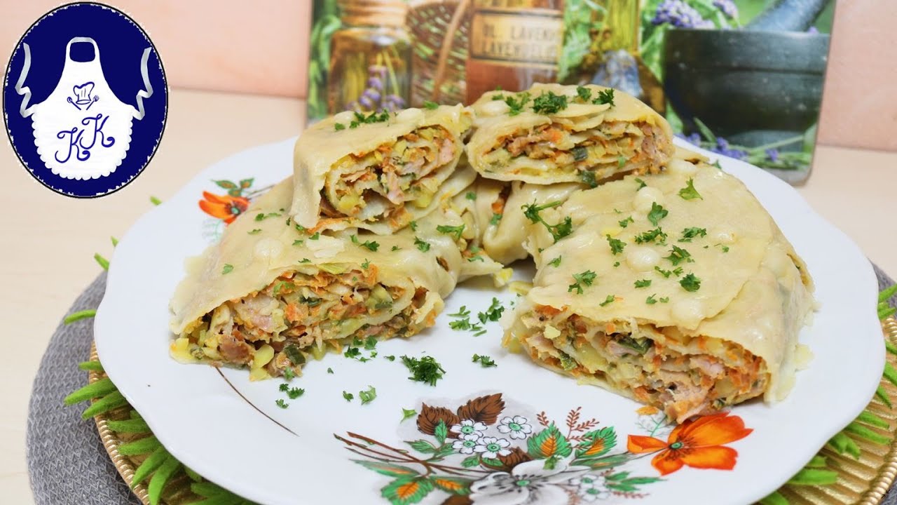 Mittagessen - Gefüllte Teigrolle mit Hähnchenfleisch und vieeel Gemüse, Rezept aus meiner Heimat