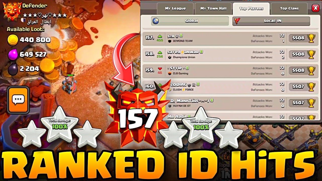 GLOBAL RANK 157 PLAYER LIVE LEGEND LEAGUE HITS UNSTOPPABLE META FOR NOOB PLAYERS CLASH ON