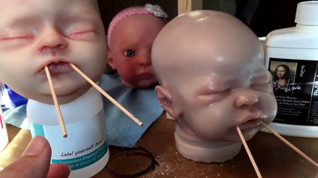 Painting a Silicone Baby. Part 3: creases, and base color.
