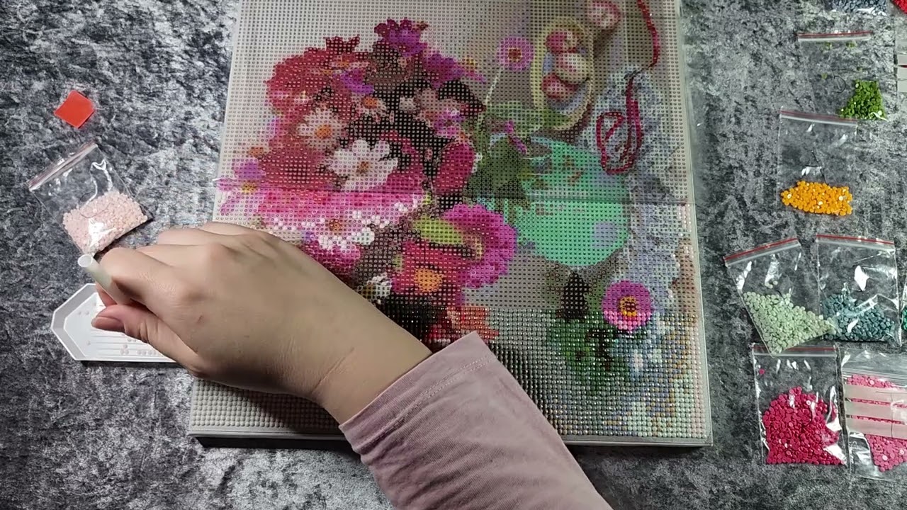 Diamond Painting ASMR Part 2 | Whispered rambling, sticky sounds, plastic crinkles