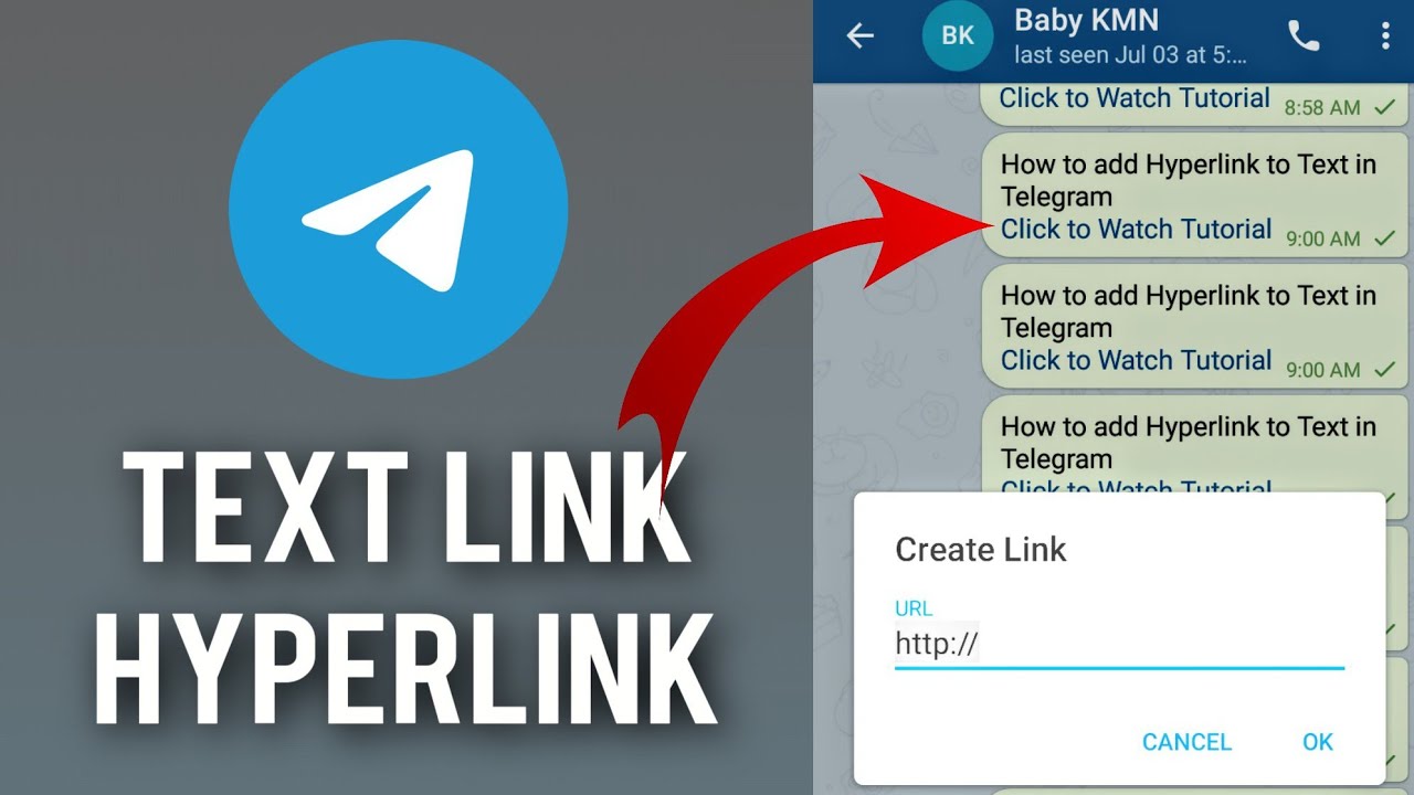 how to add hyperlink to text in telegram