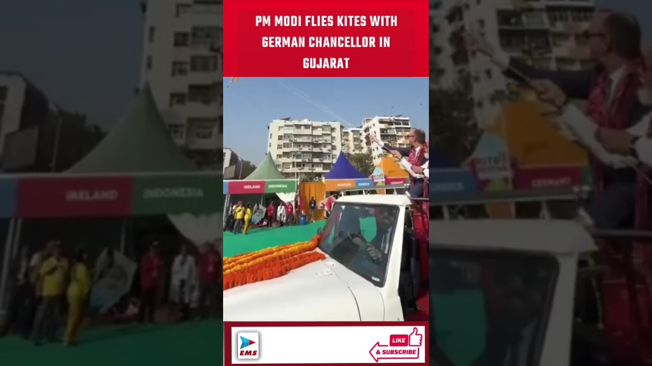 PM Modi flies kites with German Chancellor in Gujarat | EMS TV  12-Jan-2026