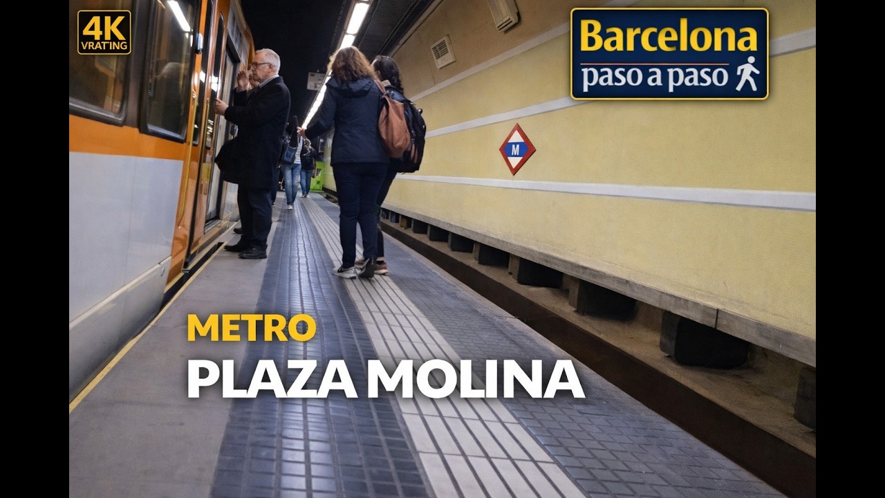 Metro Plaza Molina L 7 | Barcelona en metro | Paseos por Barcelona 4K | España