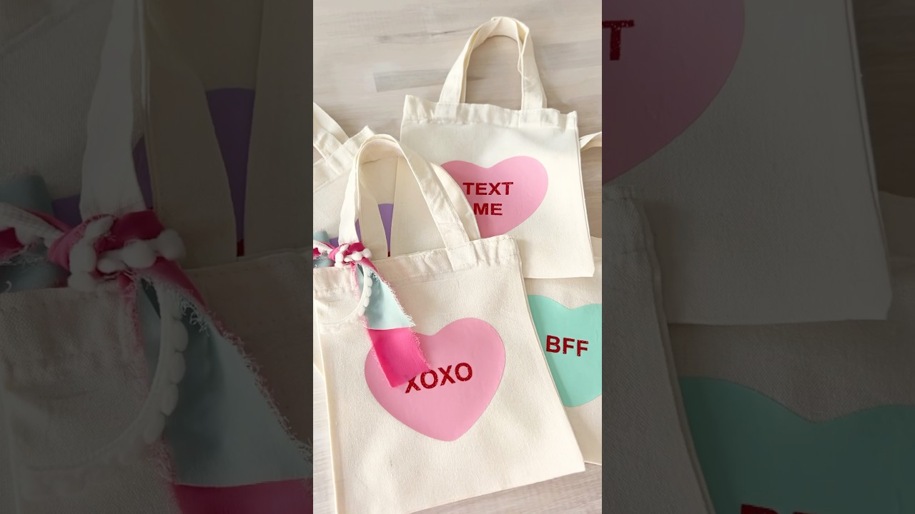 Cricut for Beginners - Valentine&rsquo;s day conversation bag totes #cricutforbeginners #valentinesdiy