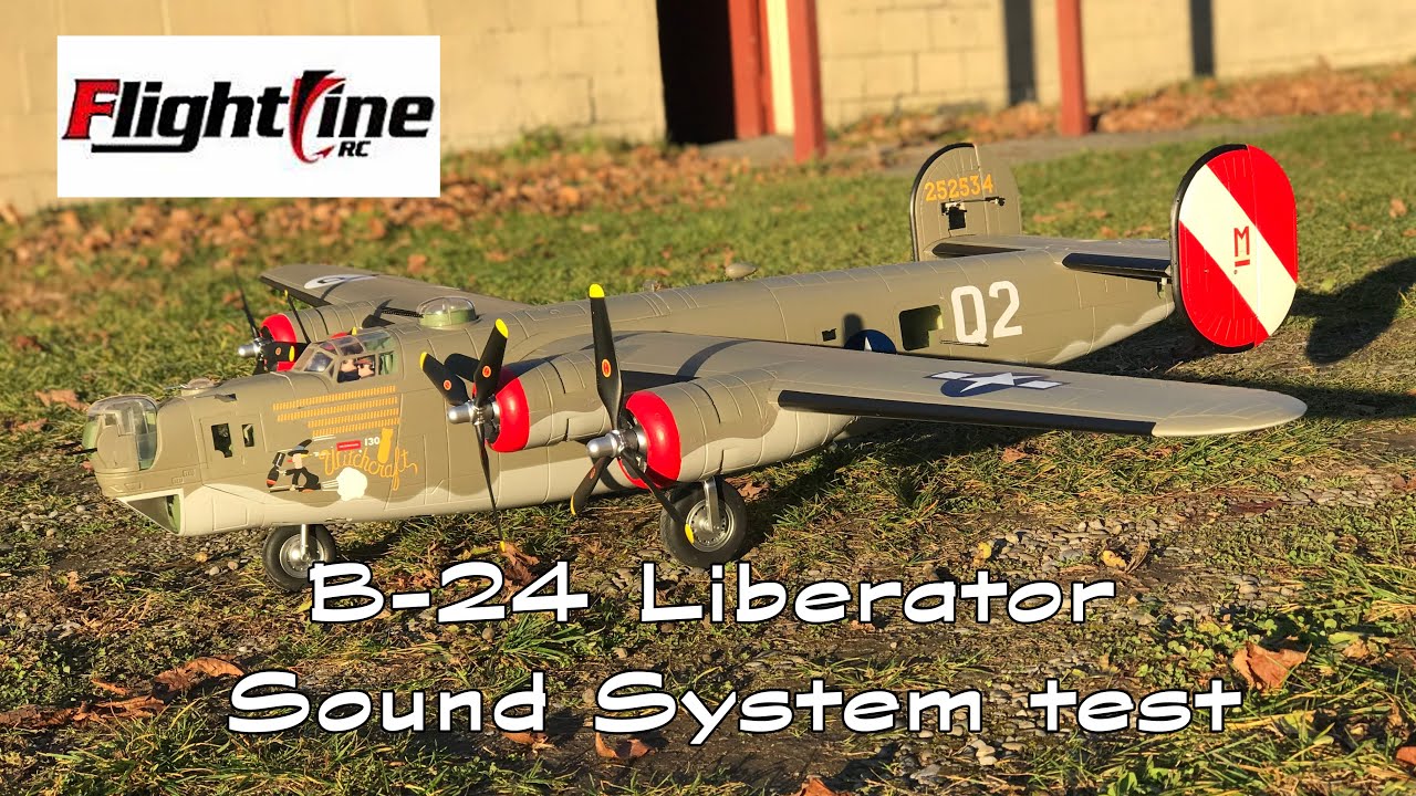 Flightline RC Consolidated B-24 Liberator 2000mm sound system test P&W R-1830-35 Twin Wasp engines