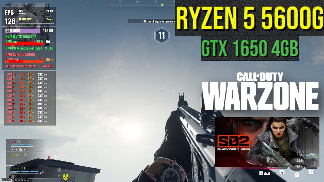 Call of Duty: Warzone - Temporada 02 - Ryzen 5 5600G & GTX 1650 4GB