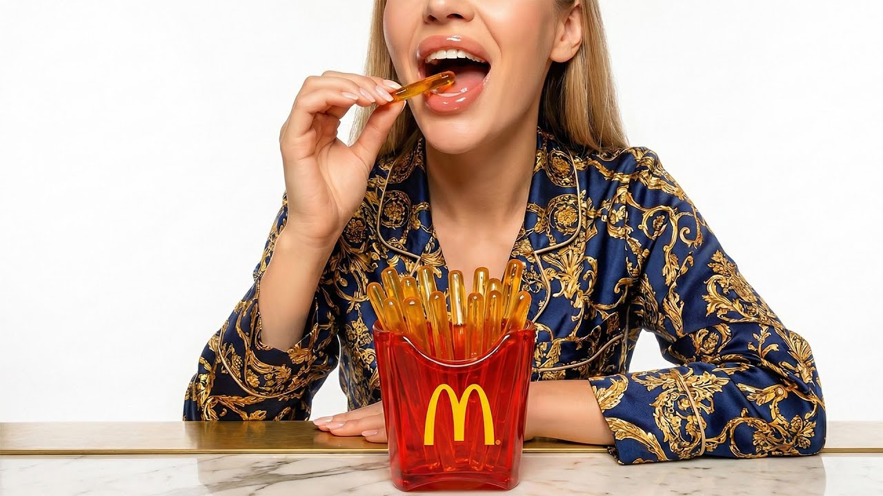 Ultimate Glass Food AI ASMR: Crunchy Fries & Fast Food Eating (Oddly Satisfying)