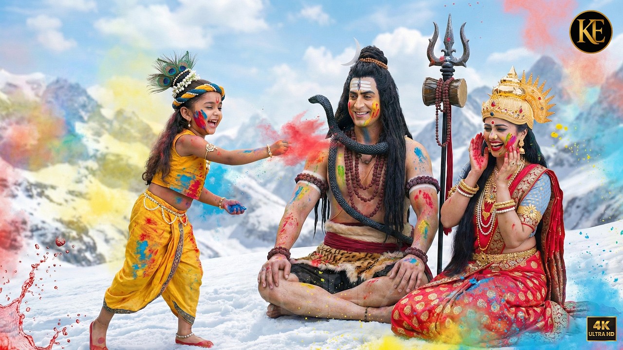 होली पर कैलाश पहुंचे नन्हे कान्हा! भगवान शिव संग खेली रंगों की होली || YMKN || Shree Krishan leela