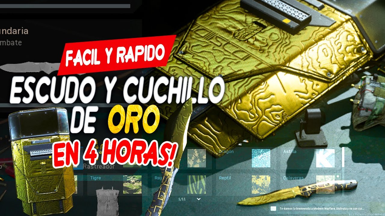 Como CONSEGUIR el CAMUFLAJE de ORO MÁS RAPIDO para el ESCUDO y CUCHILLO en MODERN WARFARE 2020