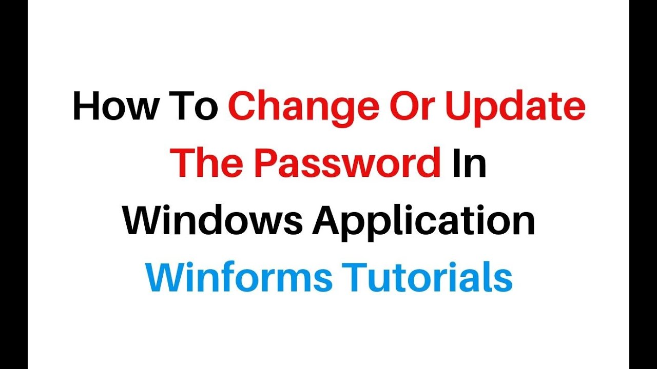Update Change Password In Winforms (Windows Application) C# 4.6