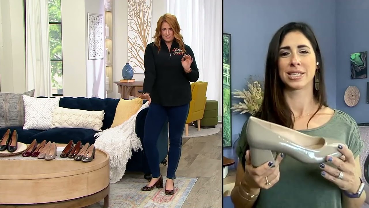 Vionic Leather/Patent Block Heel Pumps - Carmel on QVC