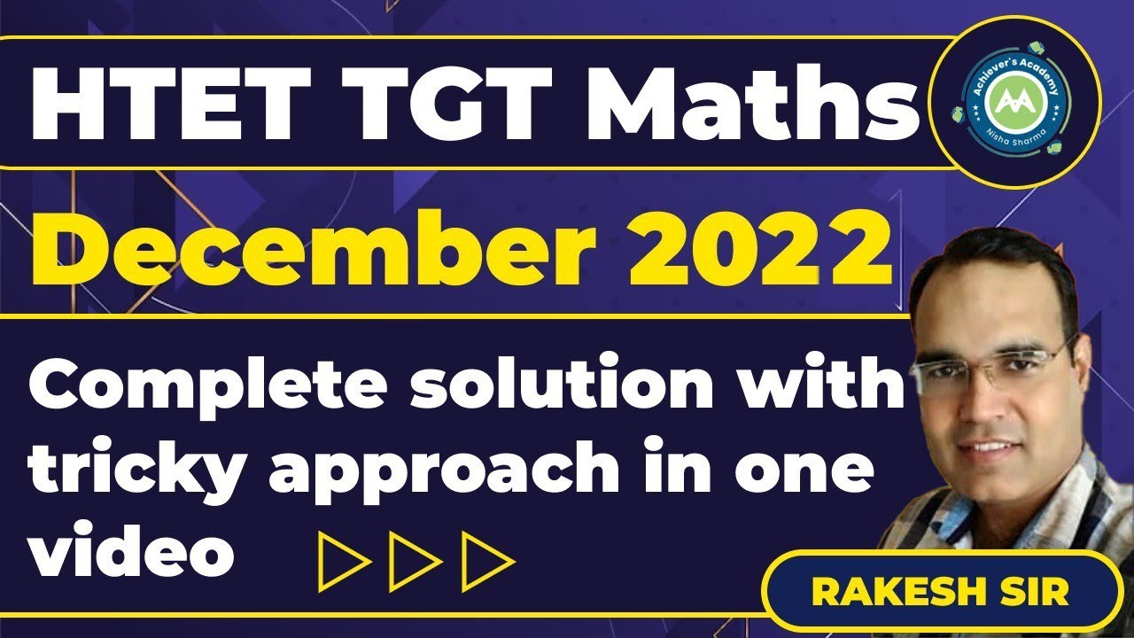 HTET TGT Maths Dec  2022 Paper Solution ||  with tricky approach in one videoBy Rakesh Sir ||