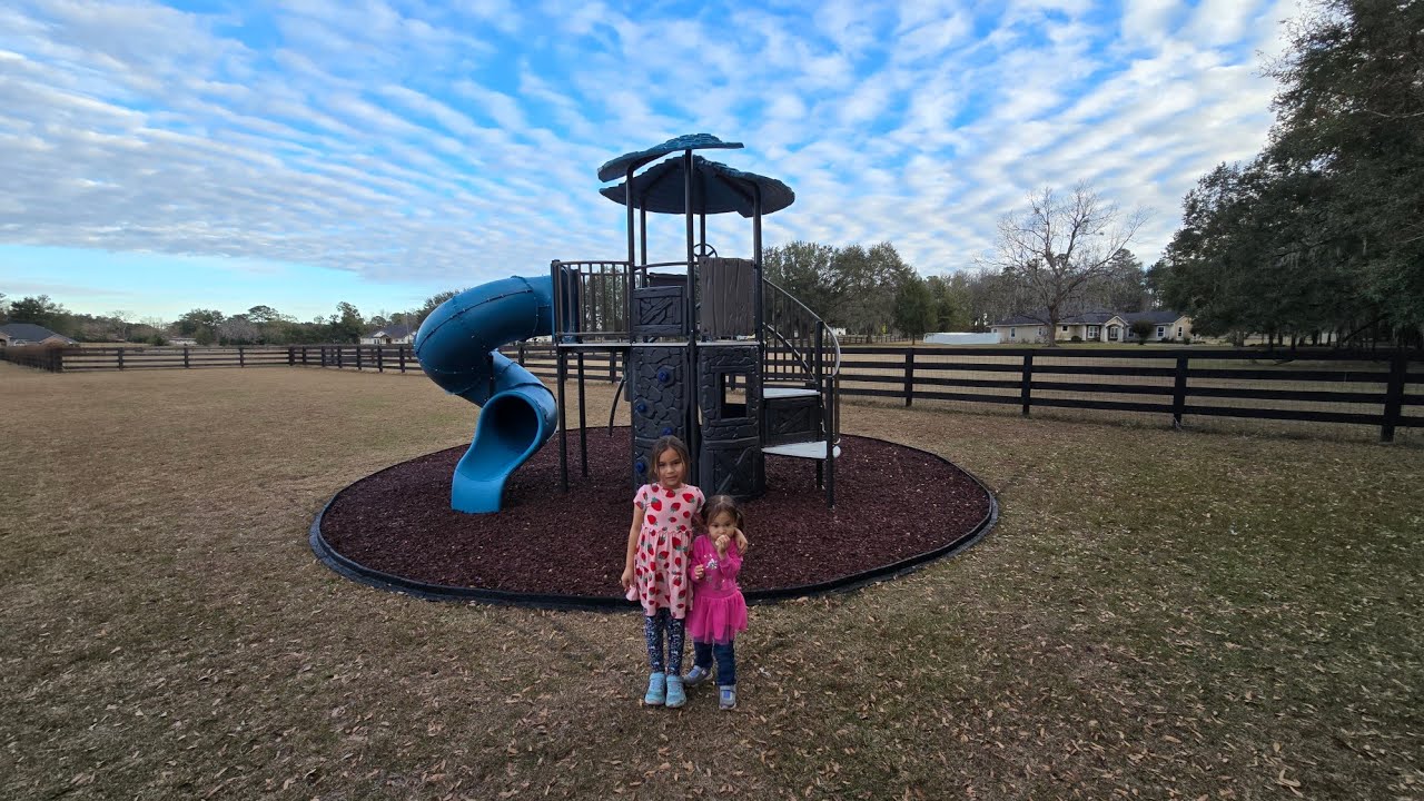Colette and Abrielle's Gift from Santa 2024. Lifetime Adventure Castle Playset w/ Rubber Mulch.