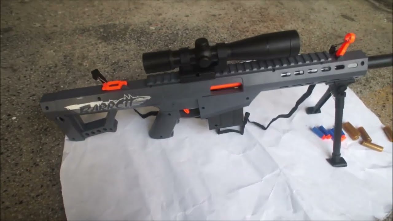 Barrett M82巴雷特狙擊步槍(黑)彈匣入彈拋殼海綿彈玩具
