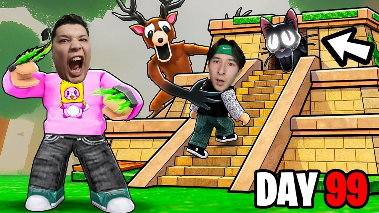 Roblox Lekin O'rmonda 99 KUN Trik QOL Bax bilan !