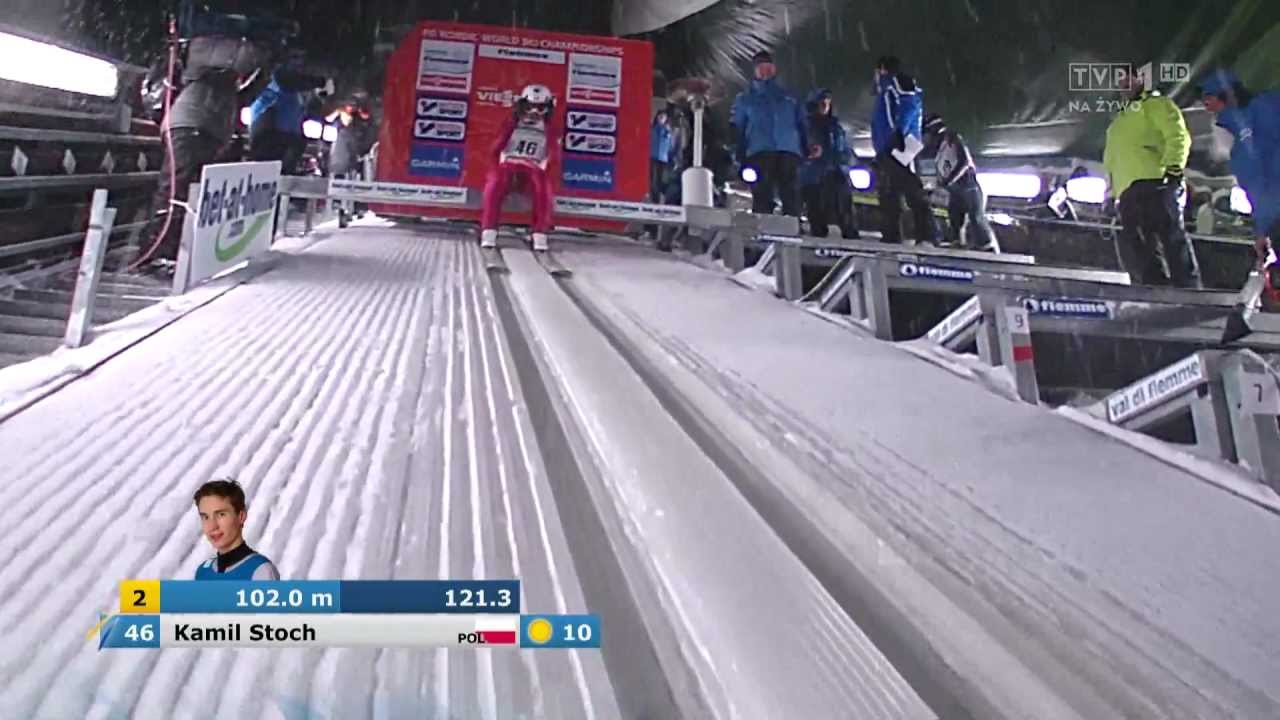 Kamil Stoch 97 m - II seria - MŚ Predazzo Trampolino Dal Ben 2013 - K95 - 23.02.2013