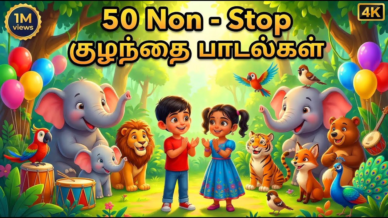 50 Non - Stop குழந்தை  பாடல்கள் | Cute Tamil Kids Song | Animals & Nature Rhymes | Little Kayal TV